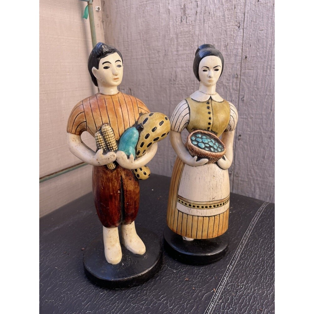 Sylvia Hood Original Pasadena Ca Chalkware Migrants Harvest 2 Figurines Pair